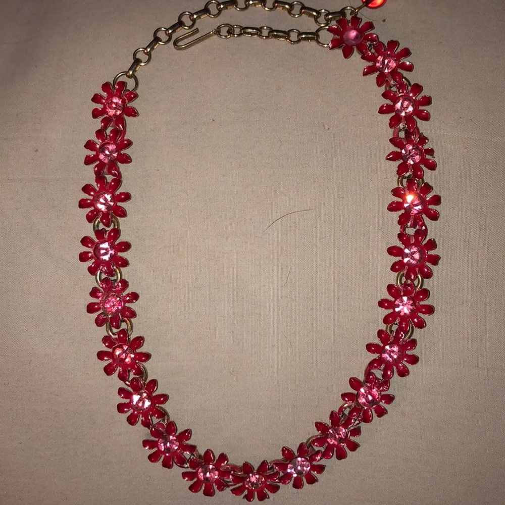 Pink flower choker necklace
